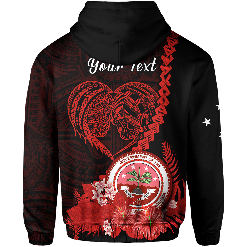 Custom FSM Valentine Couple Hoodie Heart Love Tropical Flowers Red LT14 - Polynesian Pride