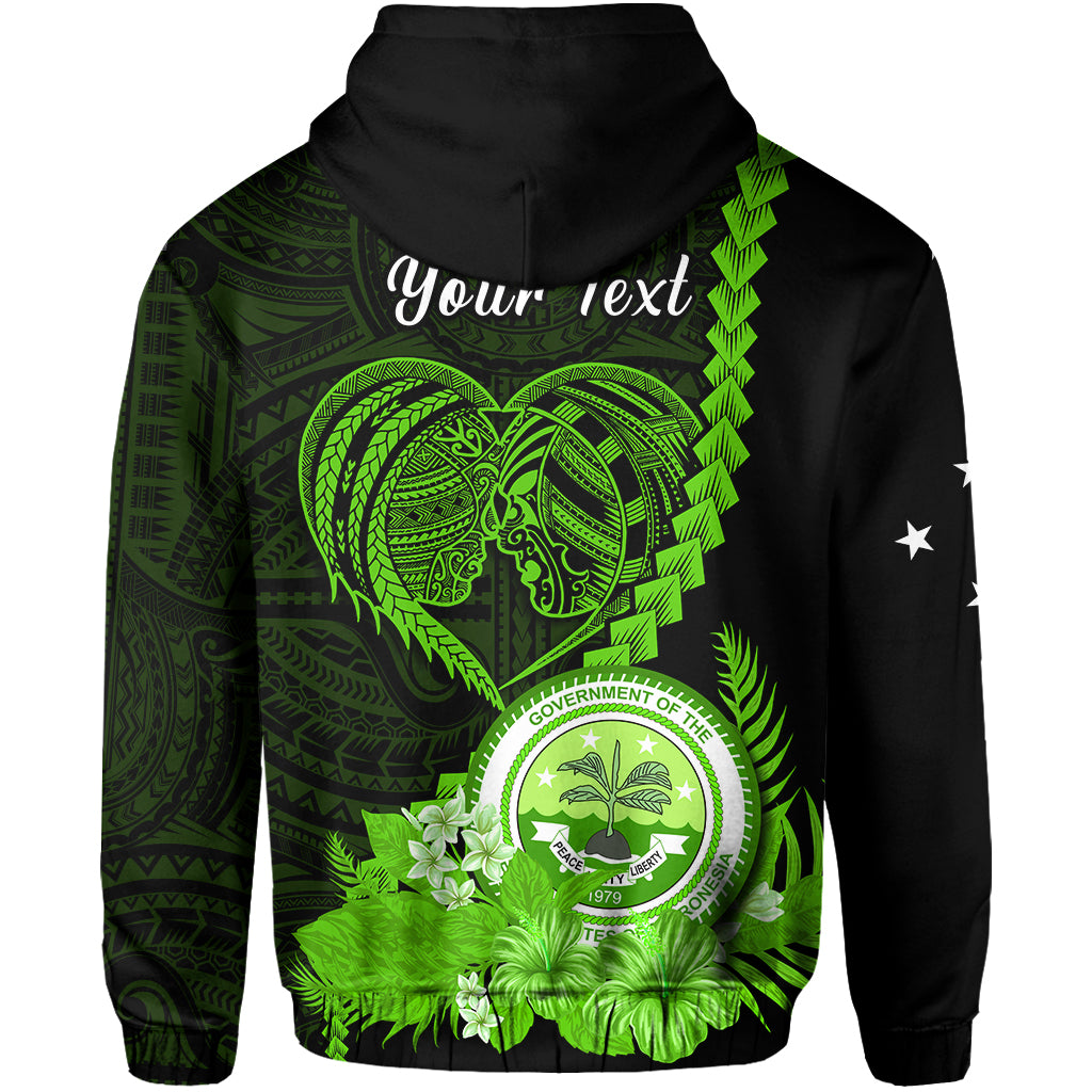 Custom FSM Valentine Couple Hoodie Heart Love Tropical Flowers Green LT14 - Polynesian Pride