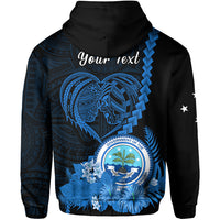 Custom FSM Valentine Couple Hoodie Heart Love Tropical Flowers Blue LT14 - Polynesian Pride