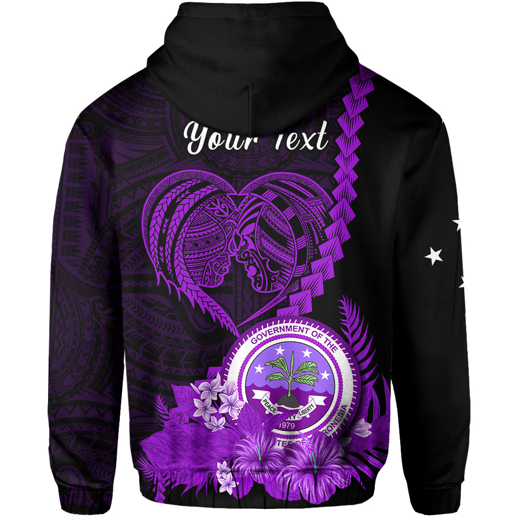 Custom FSM Valentine Couple Hoodie Heart Love Tropical Flowers Purple LT14 - Polynesian Pride