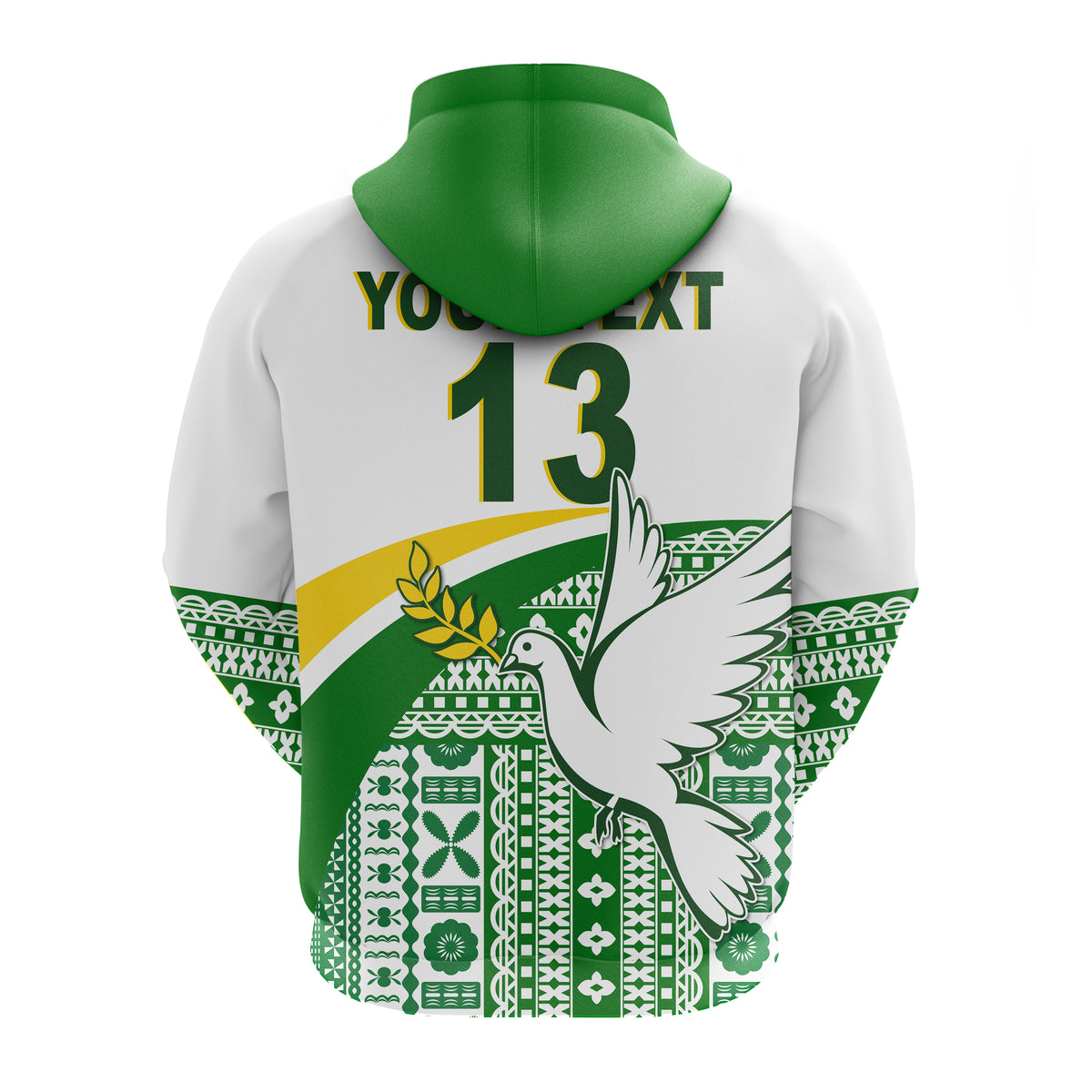 (Custom Text and Number) Tailevu Rugby Hoodie Fiji Rugby Tapa Pattern White LT13 - Polynesian Pride