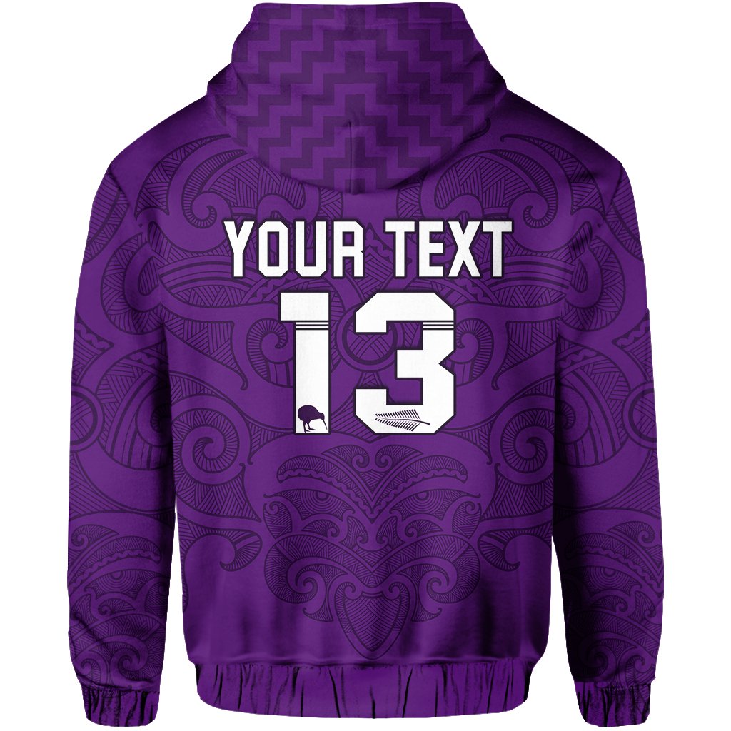 Custom Maori 2021 Hoodie Purple Aotearoa Tattoo Custom Text and Number LT13 - Polynesian Pride