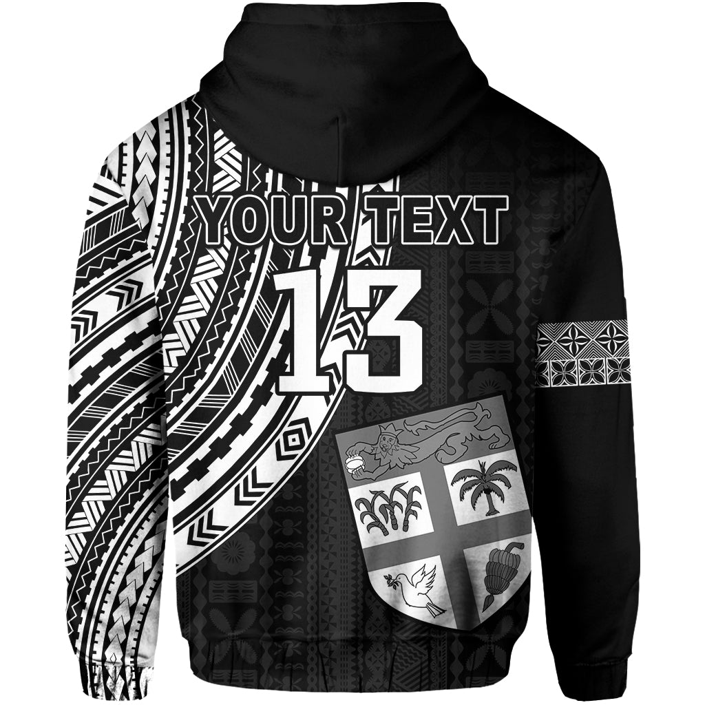 Custom Fiji Rugby Sevens Zip Hoodie Fijian 7s Tapa Polynesian Custom Text and Number LT13 - Polynesian Pride