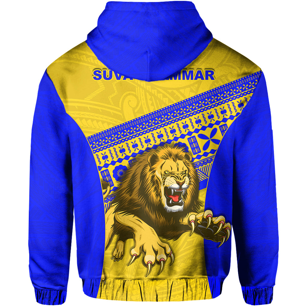 Suva Grammar Fashion Zip Hoodie Fiji School Version Lion Blue LT13 - Polynesian Pride