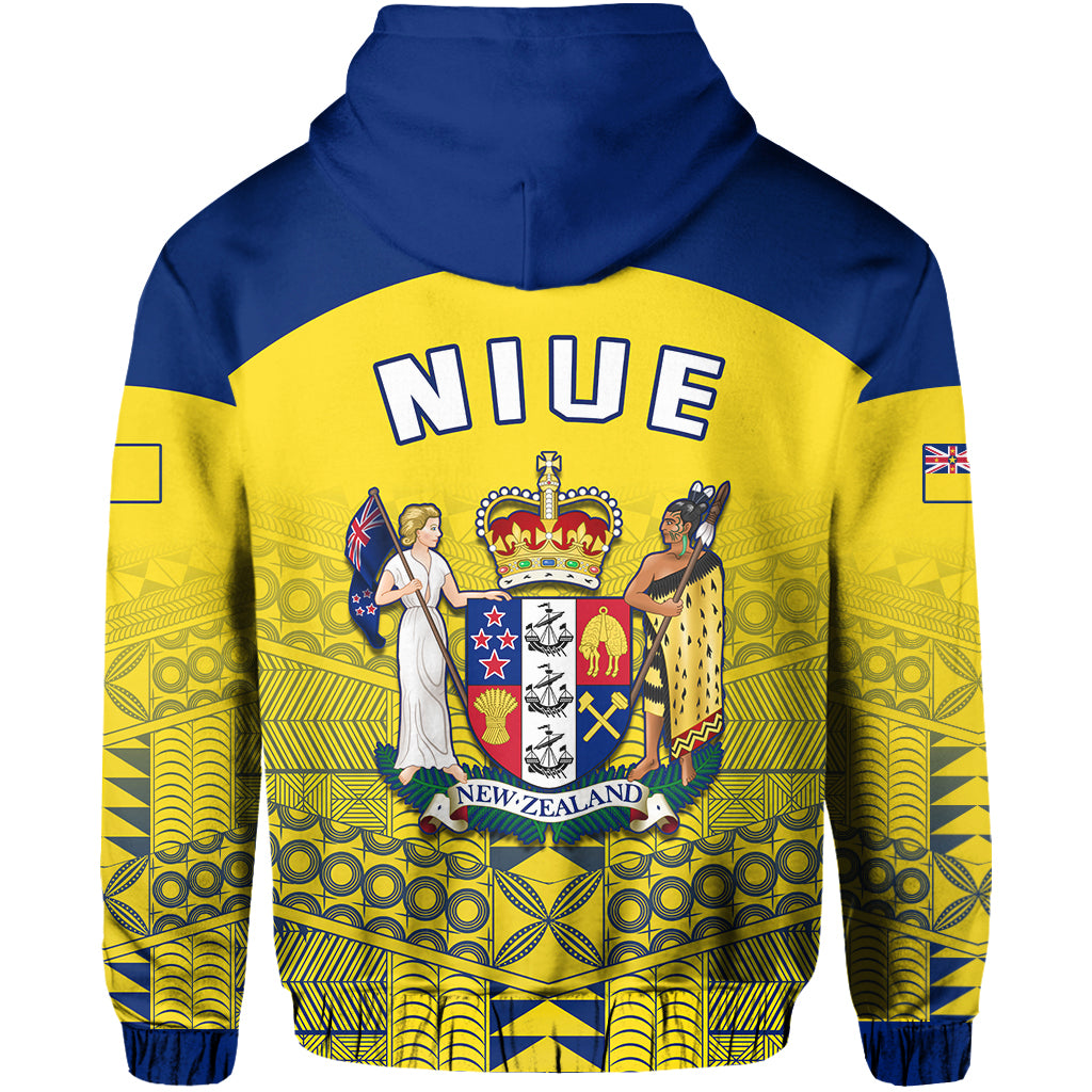 Custom Niue Zip Hoodie Rock of Polynesia (Golden) LT13 - Polynesian Pride