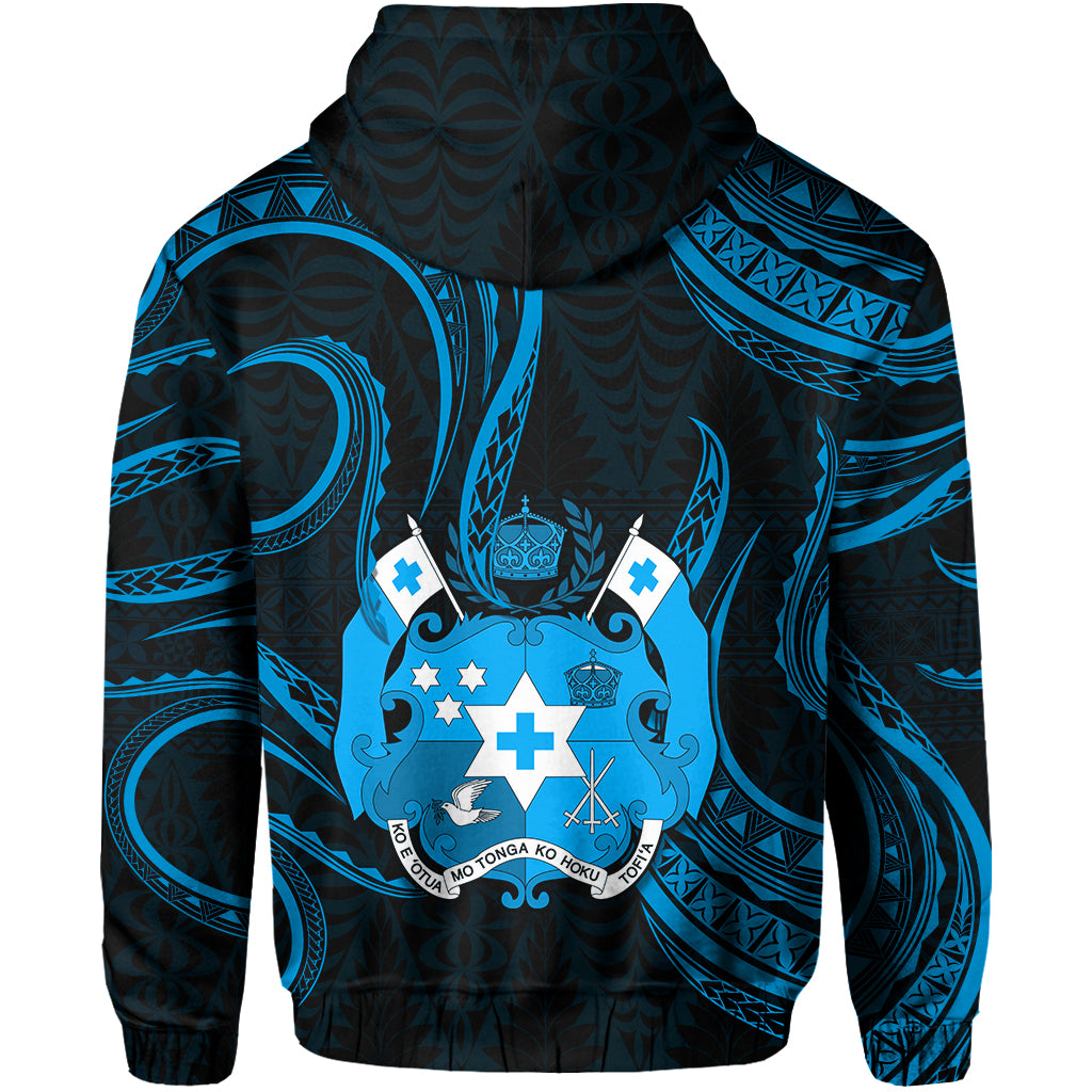 Custom Tonga Pattern Zip Hoodie Always Proud Version Blue LT13 - Polynesian Pride