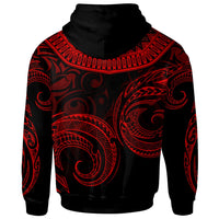 Niue Hoodie Unique Serrated Texture Red - Polynesian Pride