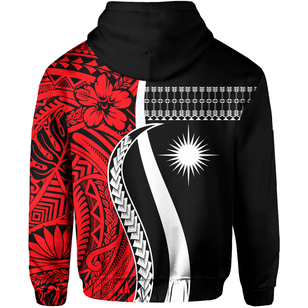 Marshall Islands Zip Hoodie Simple Pattern Version Red LT13 - Polynesian Pride