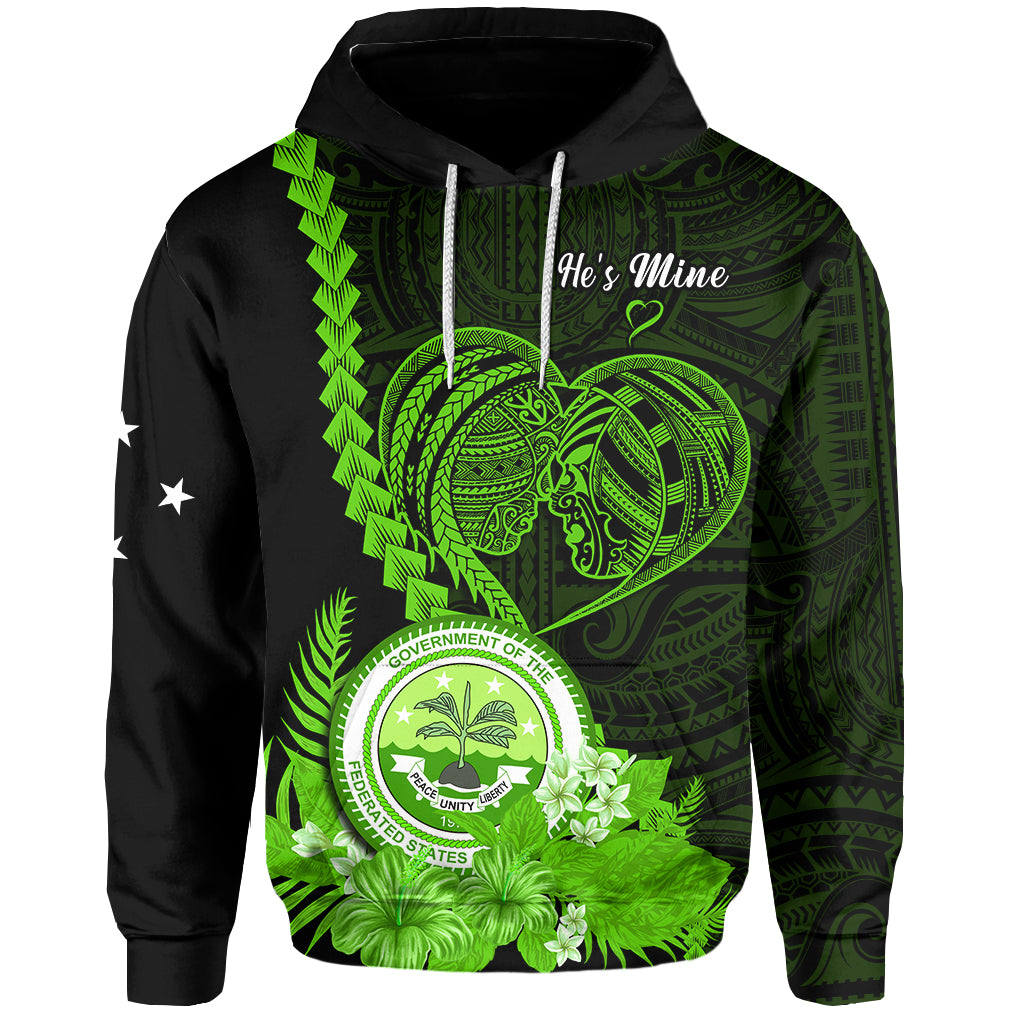 Custom FSM Valentine Couple Hoodie Heart Love Tropical Flowers Green LT14 - Polynesian Pride