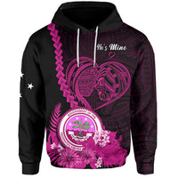 Custom FSM Valentine Couple Hoodie Heart Love Tropical Flowers Pink LT14 - Polynesian Pride