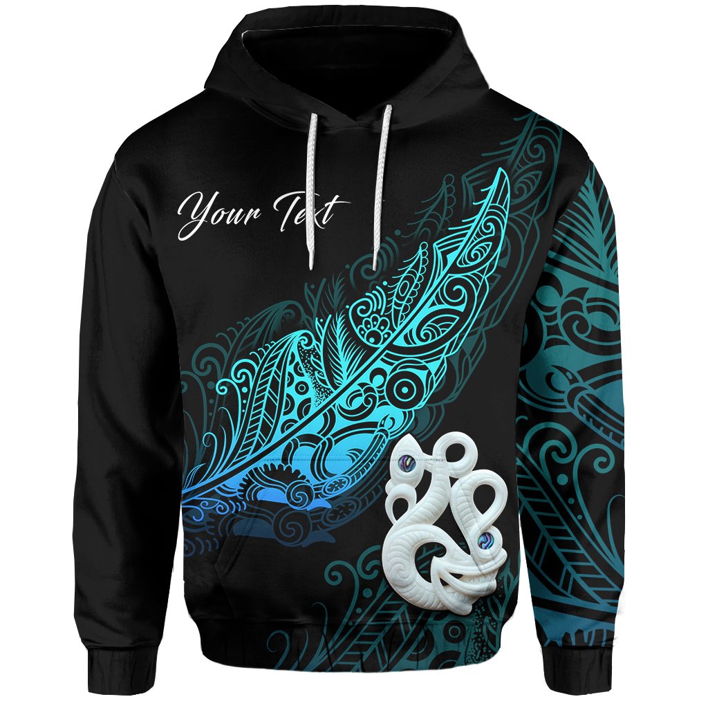 Custom Aotearoa Hoodie Fern Mix Manaia Matau LT13 Unisex Blue - Polynesian Pride