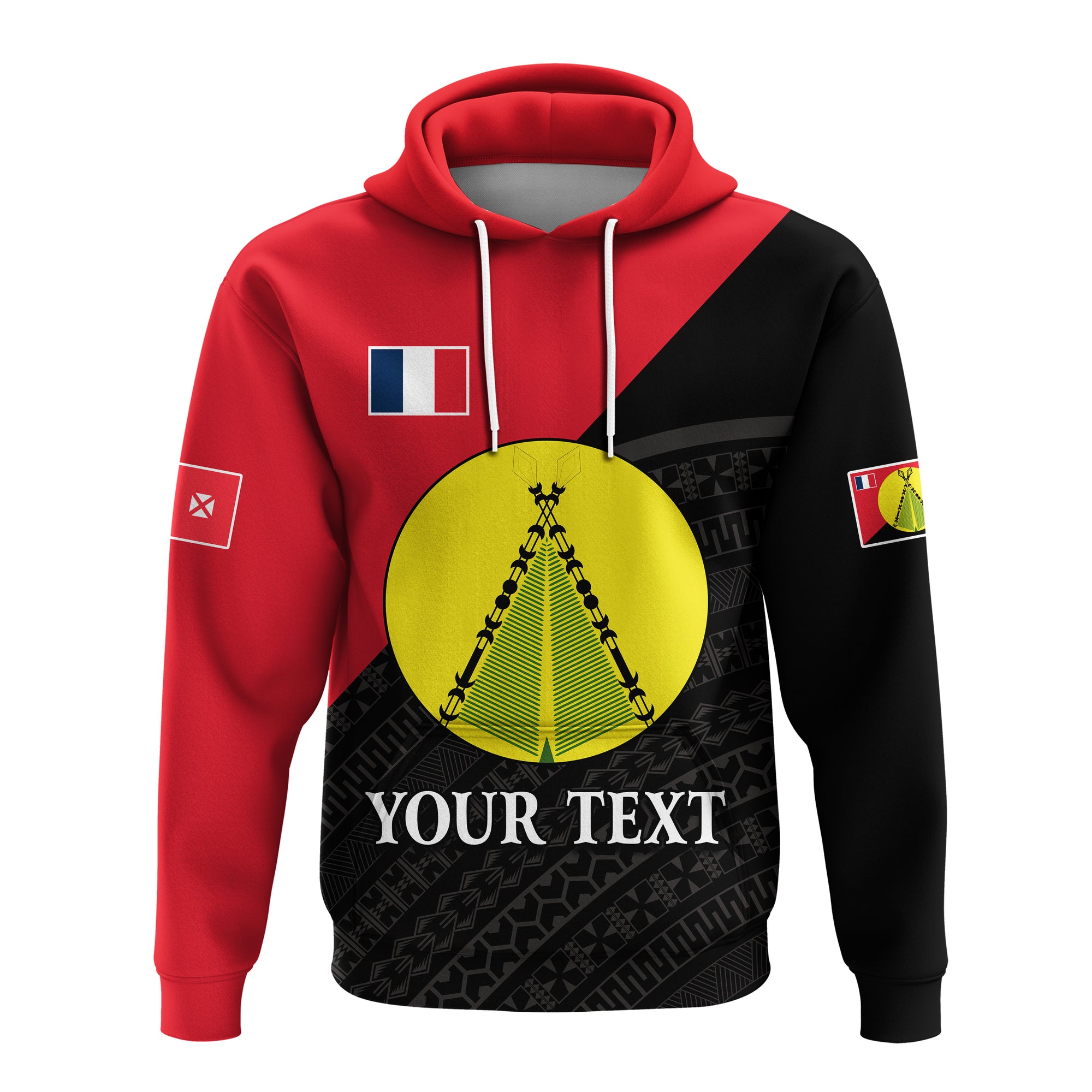 Custom Sigave Chiefdom Wallis et Futuna Hoodie Polynesian Pattern and Flag LT13 Hoodie Red - Polynesian Pride