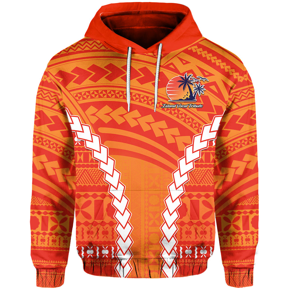 Island Vocal Tribute Hoodie Mix Pattern Version 04 LT13 Unisex Orange - Polynesian Pride