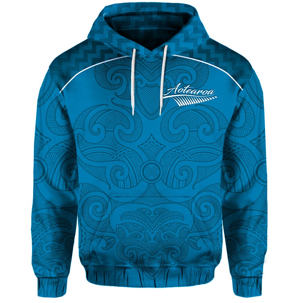 Maori 2021 Hoodie Turquoise Aotearoa Tattoo LT13 Unisex Turquoise - Polynesian Pride