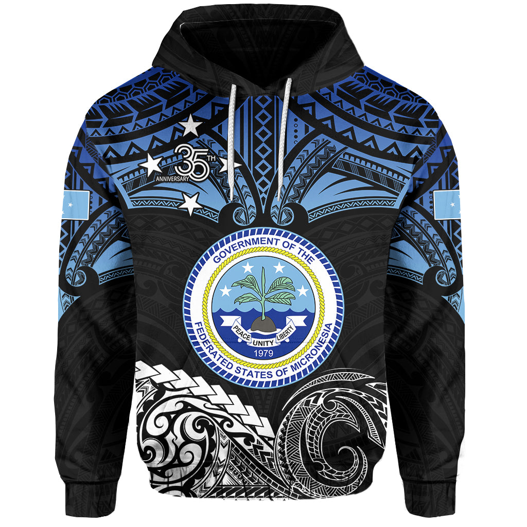 Federated States of Micronesia Hoodie Happy FSM 35th Independence Anniversary LT13 Unisex Black - Polynesian Pride