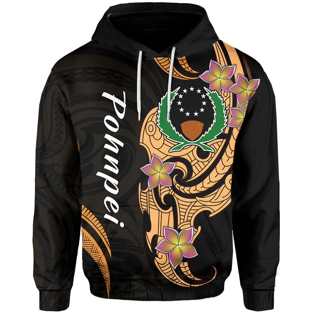 Pohnpei Simple Hoodie Tropical Flowers LT13 Unisex Black - Polynesian Pride