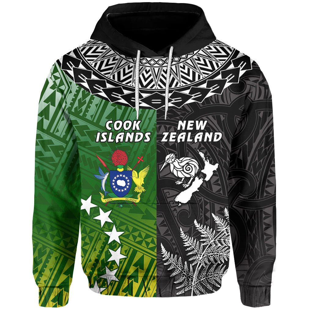 Cook Islands Pattern and New Zealand Kiwi Hoodie LT13 Unisex Black - Polynesian Pride