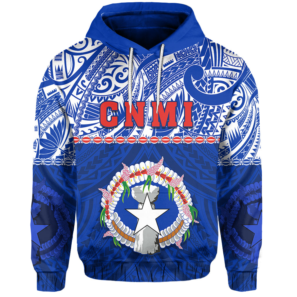 Northern Mariana Islands Hoodie Polynesian CNMI Coat of Arms LT13 Unisex Blue - Polynesian Pride