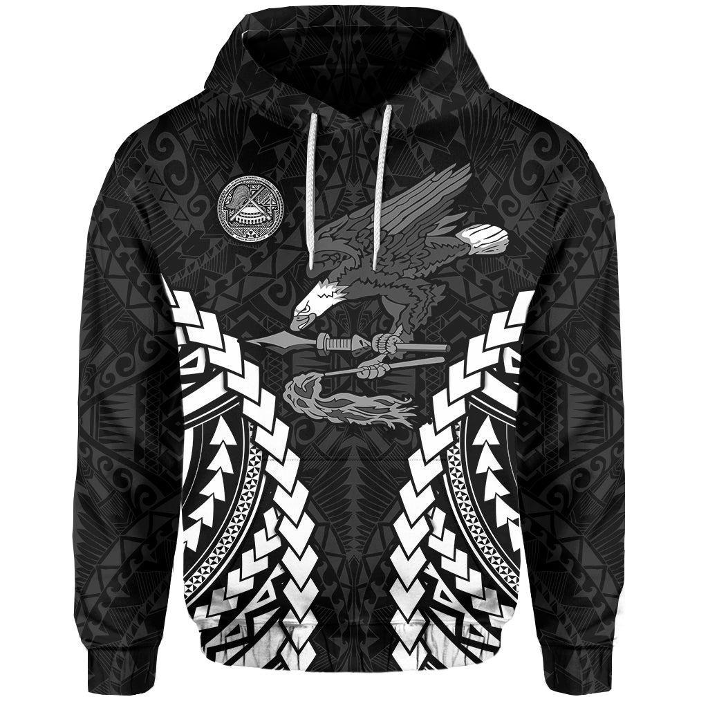 American Samoa Hoodie Eagle mix Polynesian LT13 Unisex Black - Polynesian Pride