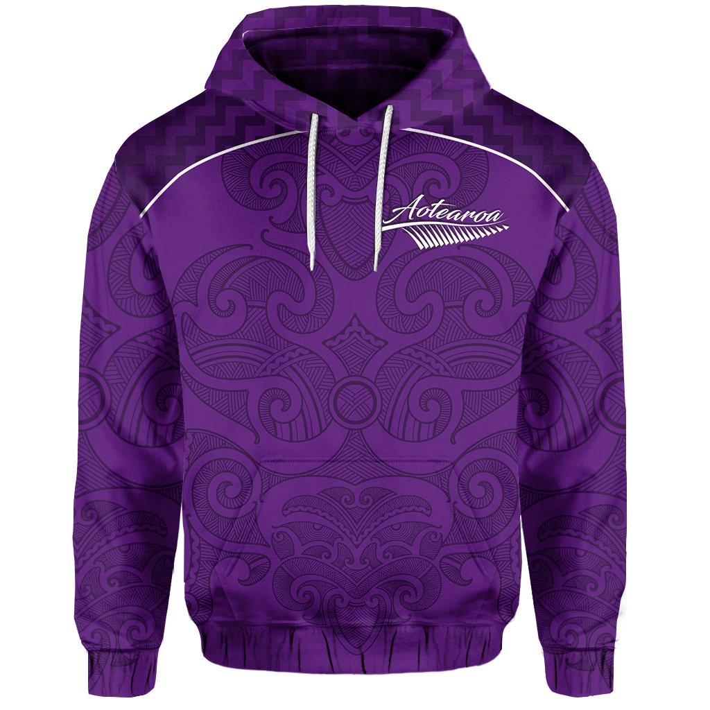 Maori 2021 Hoodie Purple Aotearoa Tattoo LT13 Unisex Purple - Polynesian Pride