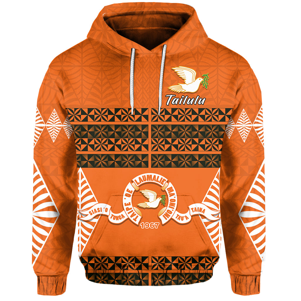 Tailulu College Hoodie Tonga Pattern LT13 Unisex Orange - Polynesian Pride