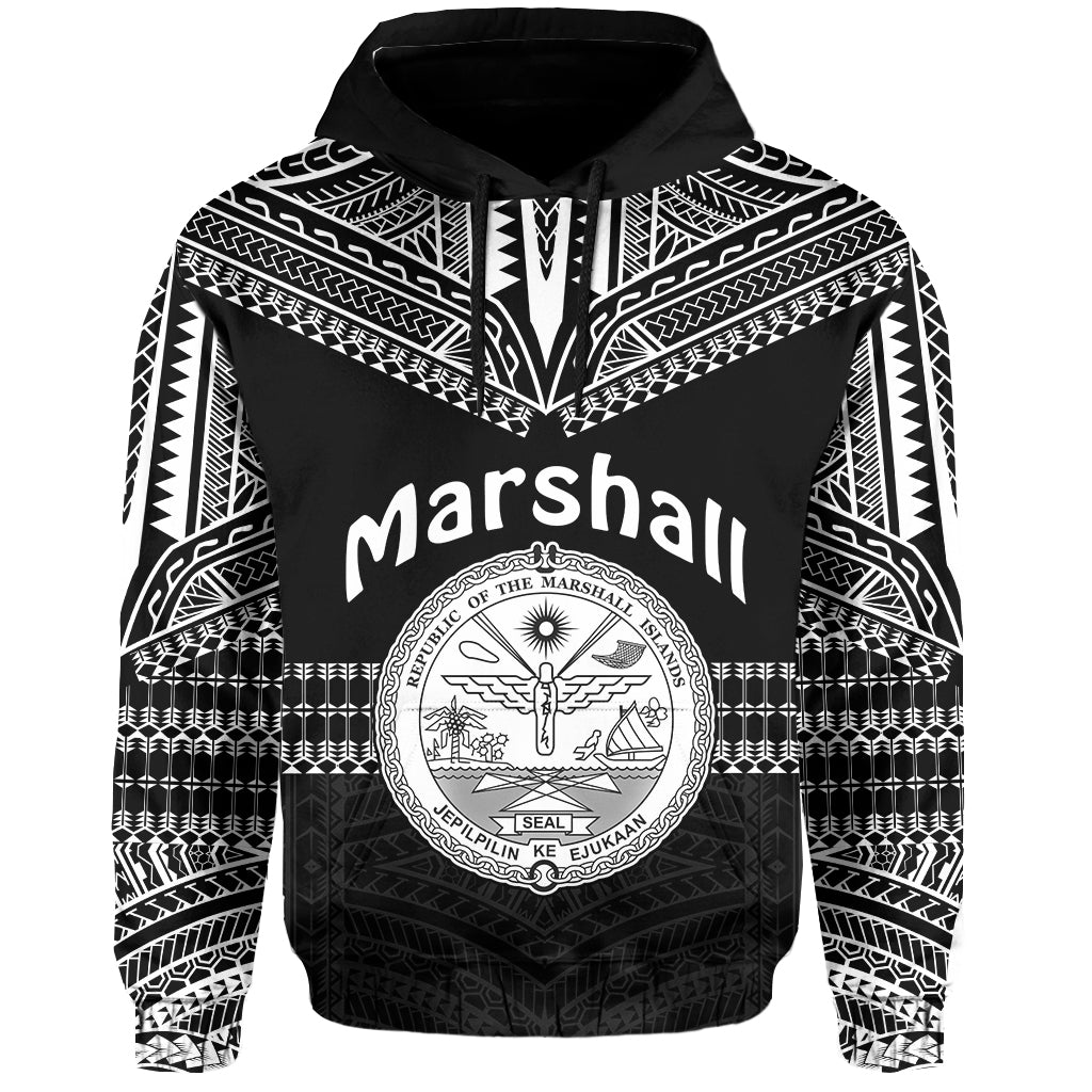 Marshall Islands Hoodie Best Tattoo Version Black LT13 Unisex Black - Polynesian Pride