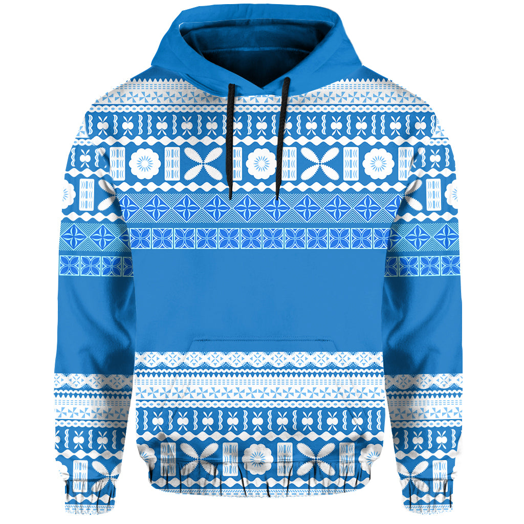 Bula Fiji Hoodie Tapa Pattern LT13 Unisex Blue - Polynesian Pride