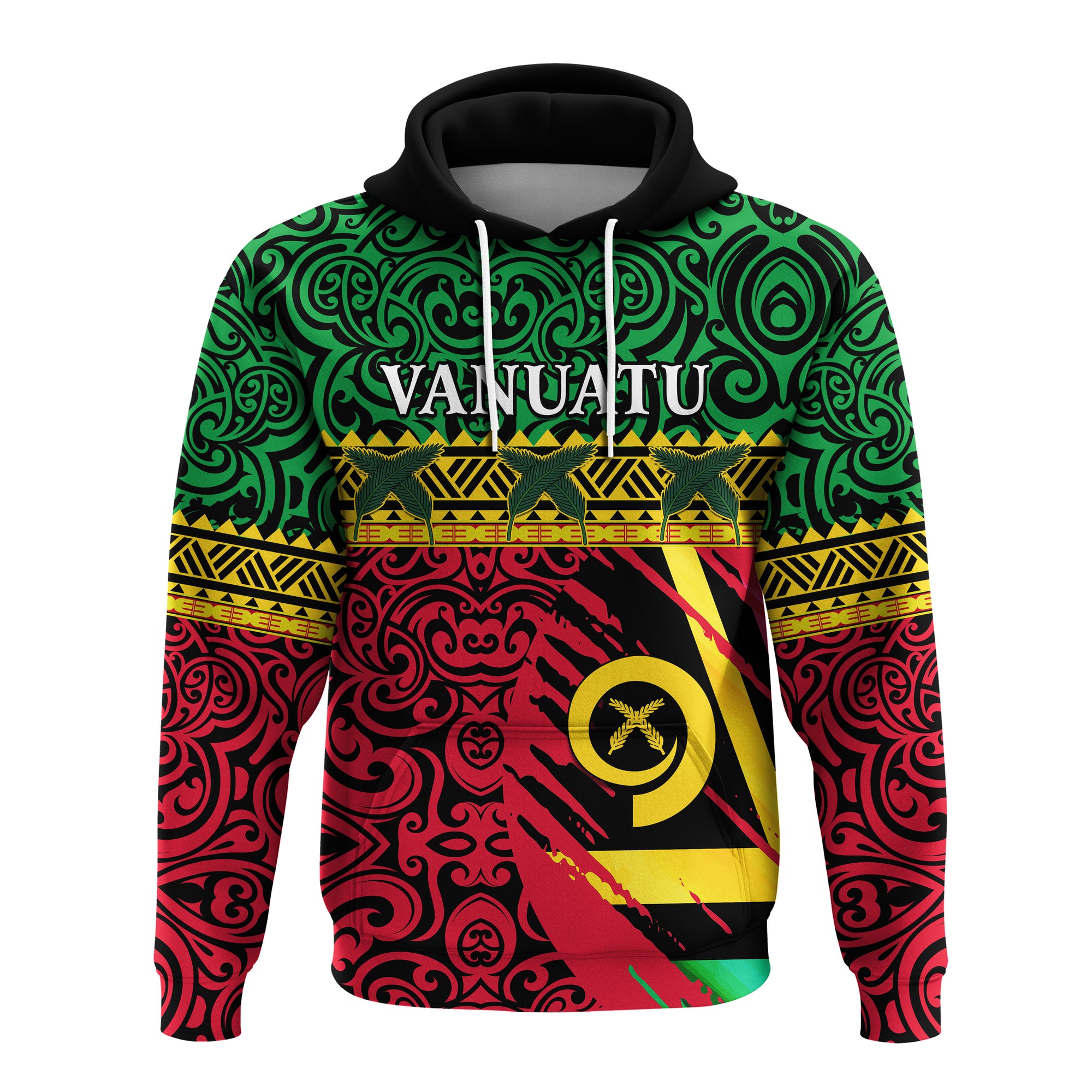 Vanuatu Dreamy Hoodie Flag and Pattern LT13 Unisex Green - Polynesian Pride