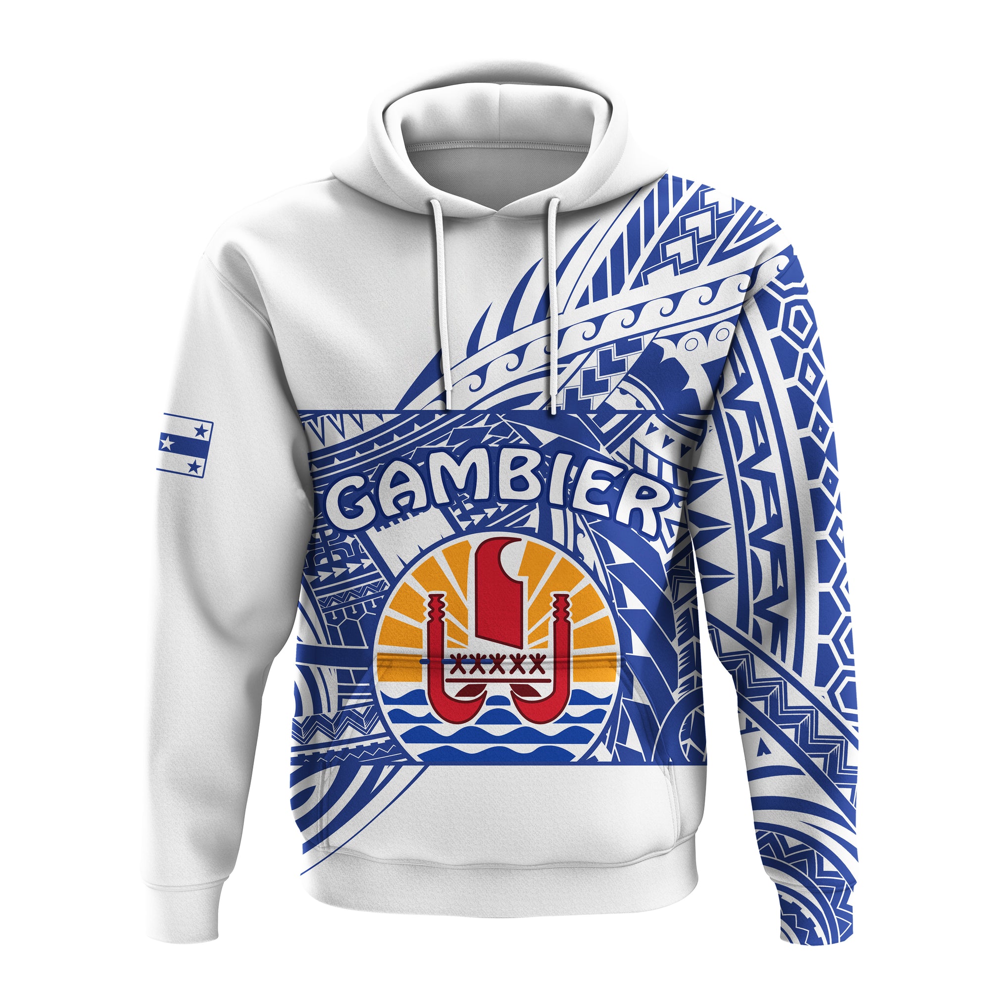 Gambier Islands Hoodie Polynesian Pattern French Polynesia LT13 Unisex White - Polynesian Pride