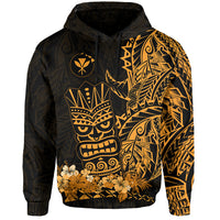 Custom Hawaii Polynesian Hoodie Gold Tiki Masks Hawaiian LT13 - Polynesian Pride
