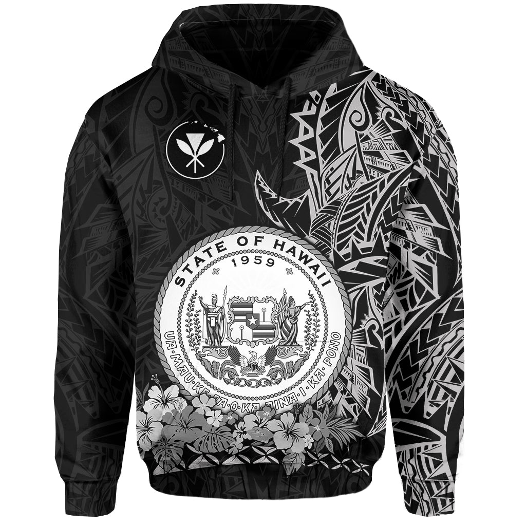 Custom Hawaiian Polynesian Hoodie White Seal of Hawaii LT13 - Polynesian Pride