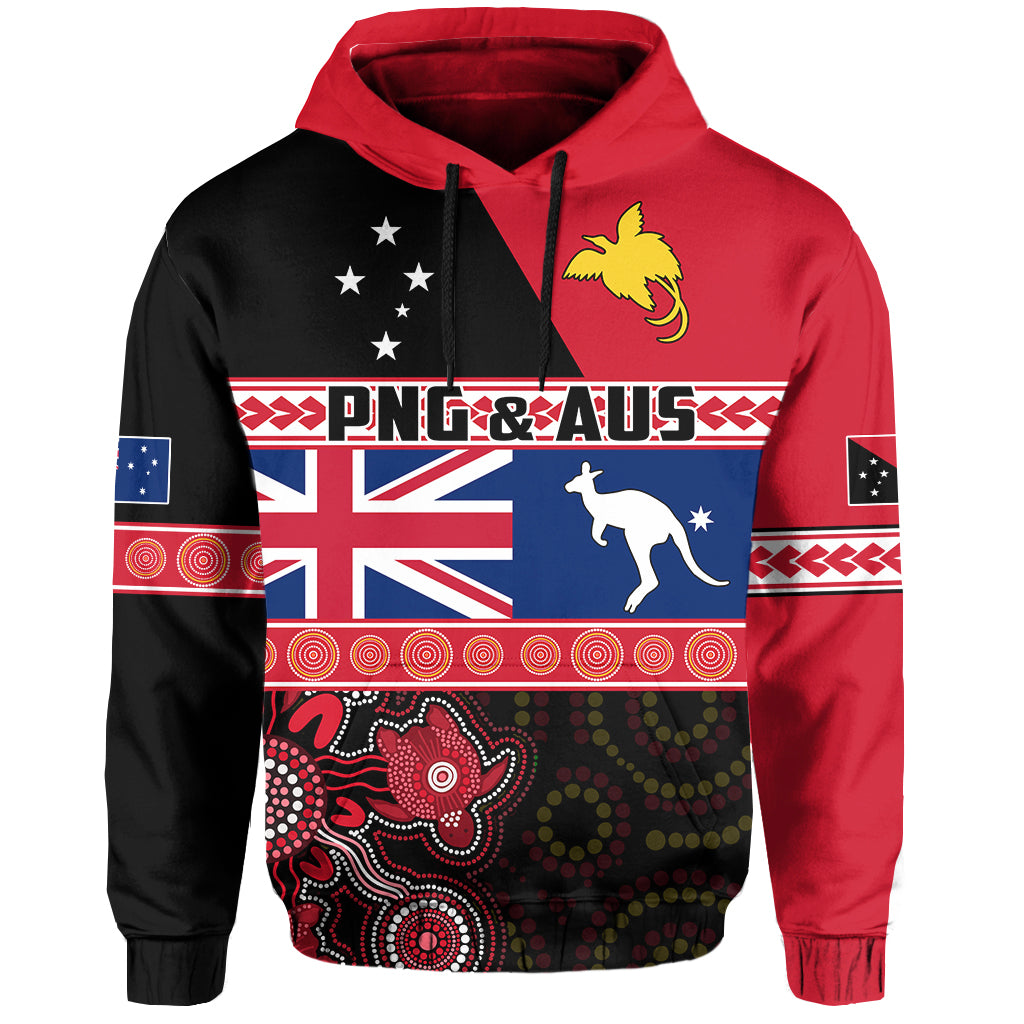 Papua New Guinea Australia Hoodie Aboriginal PNG and AUS LT13 Hoodie Black - Polynesian Pride