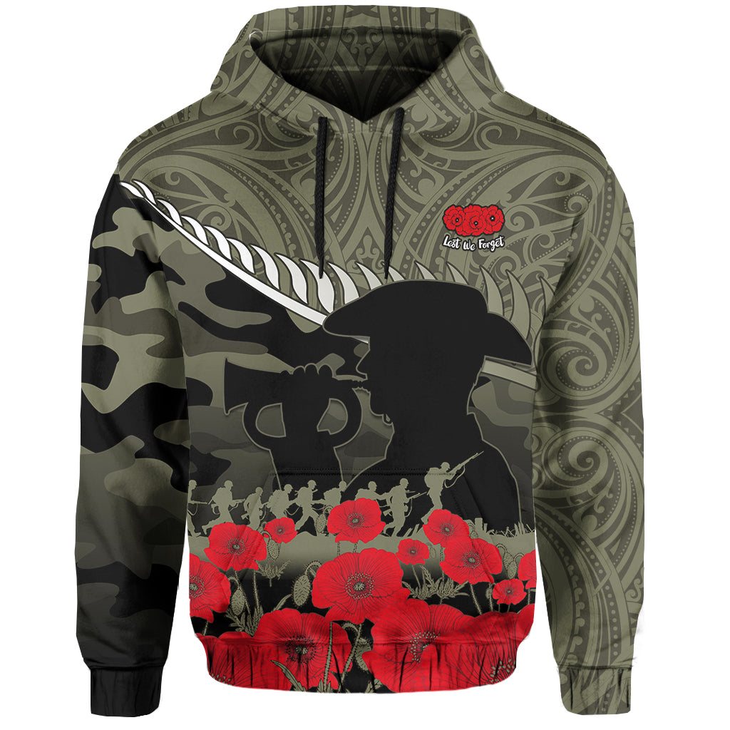 Custom New Zealand ANZAC 2022 Hoodie Maori Camouflage LT14 Hoodie Blue - Polynesian Pride