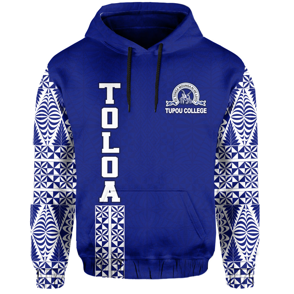 TOLOA Hoodie Tupou College Tonga Pattern LT13 Unisex Blue - Polynesian Pride