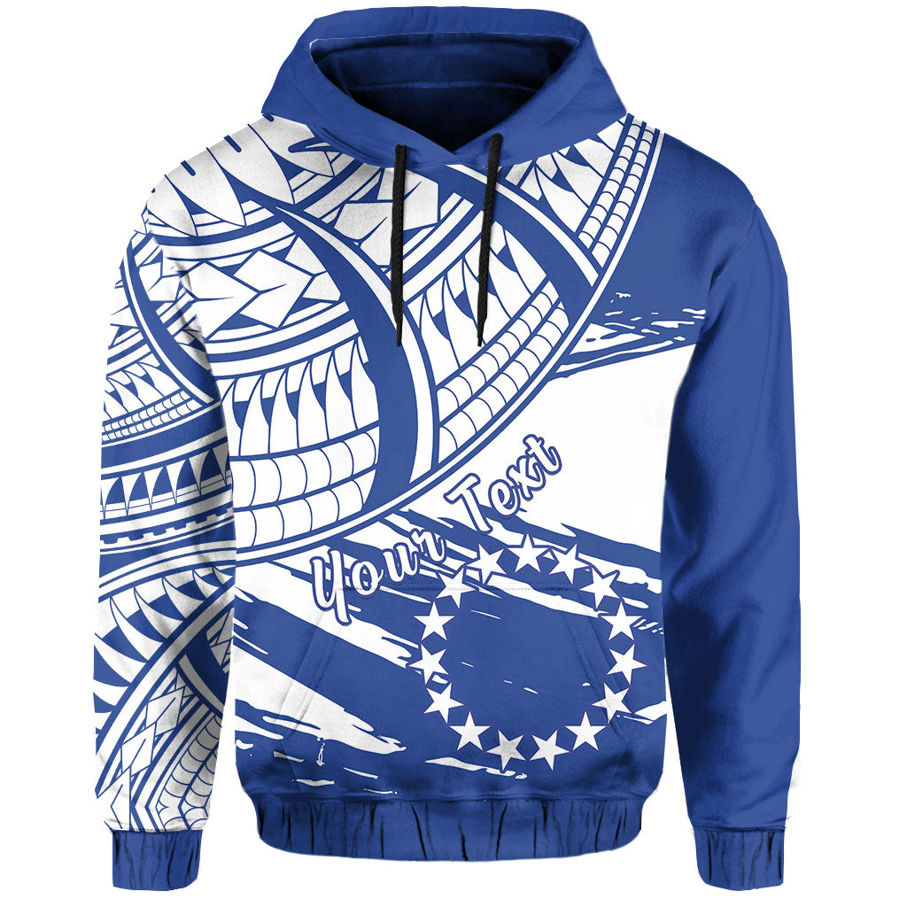 Custom Cook Islands Hoodie Flag Style Blue With Claw Pattern LT13 Unisex Blue - Polynesian Pride