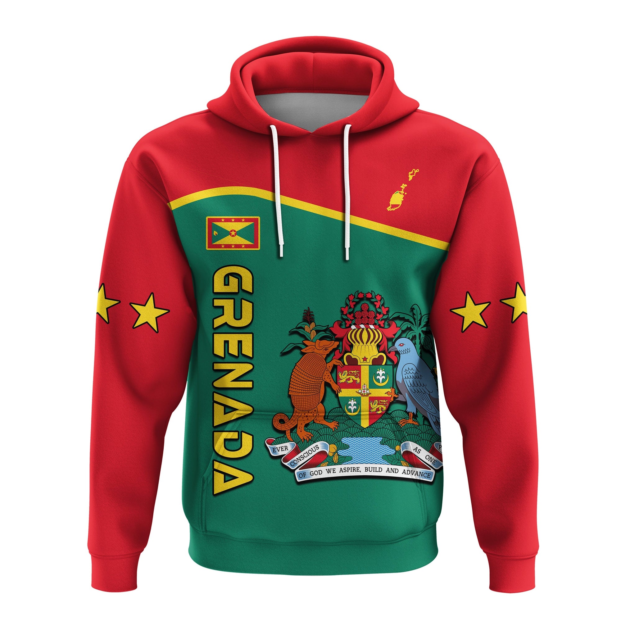 Grenada Hoodie Coat of Arms and Map Impressive LT13 Art - Polynesian Pride