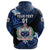 Custom Manu Samoa Rugby Zip Hoodie Unique Vibes Coat of Arms Blue, Custom Text and Number - Polynesian Pride