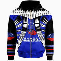 Samoa Custom Zip up Hoodie Samoa Rugby Sport Style Blue Color Unisex Blue - Polynesian Pride