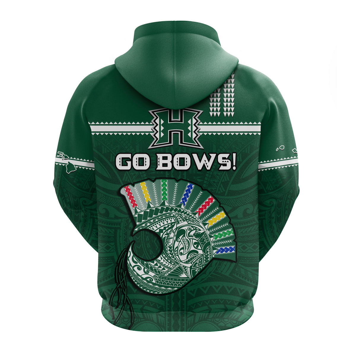 Hawaii Football Hoodie Kakau Rainbow Warriors Helmet Go Bows LT14 - Polynesian Pride