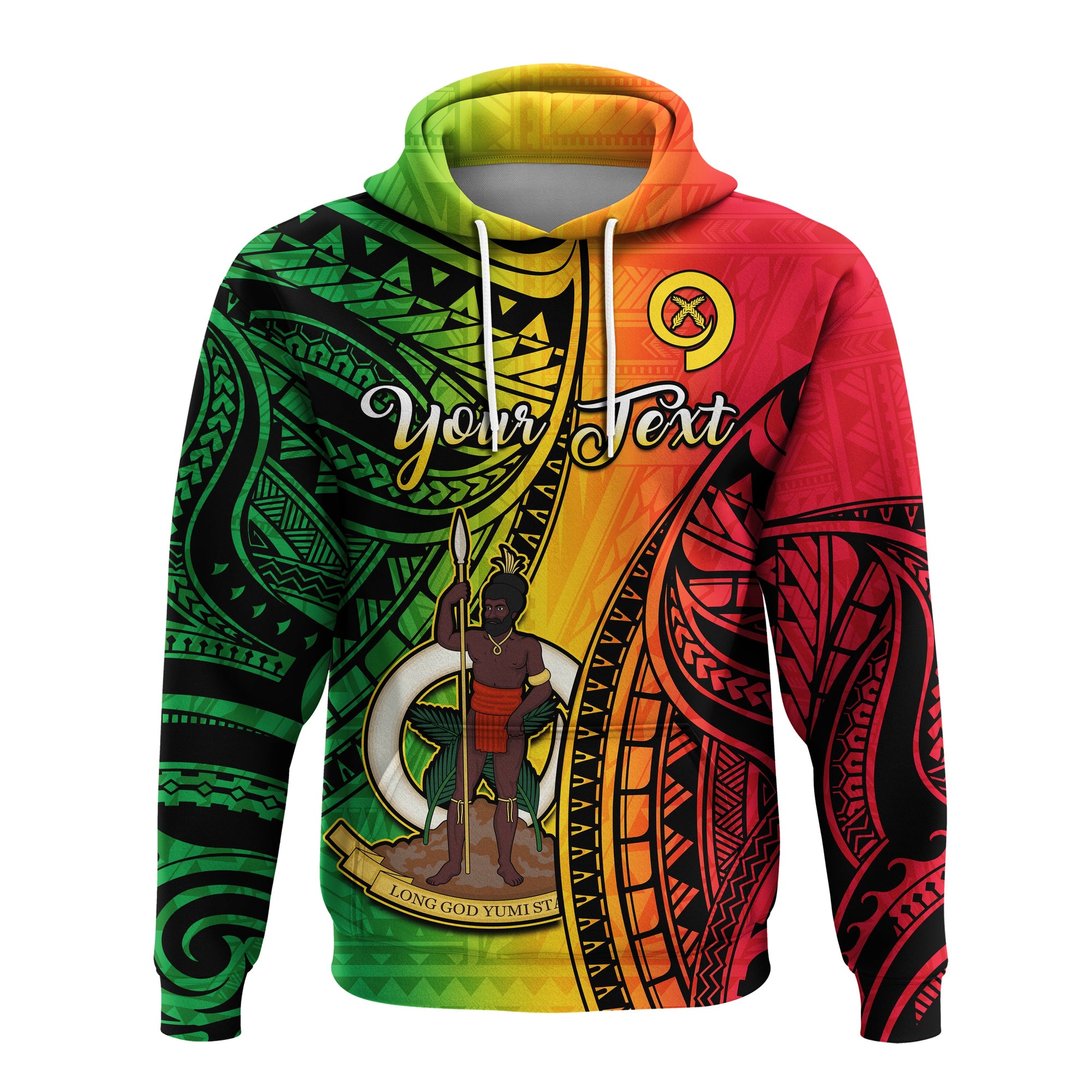 Custom Vanuatu Hoodie Luganville Polynesian Reggae Coat of Arms LT14 Pullover Hoodie Reggae - Polynesian Pride