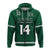 (Custom Text and Number) Hawaii Football Hoodie Kakau Rainbow Warriors Helmet Go Bows LT14 Zip Hoodie Green - Polynesian Pride