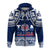 (Custom Text and Number) Samoa Rugby Hoodie Toa Samoa Pacific Sporty LT14 Zip Hoodie Blue - Polynesian Pride