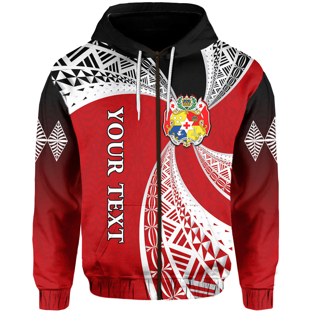 Custom Tonga Distinctive Zip Hoodie Tongan Tapa Pattern LT13 Unisex Red - Polynesian Pride