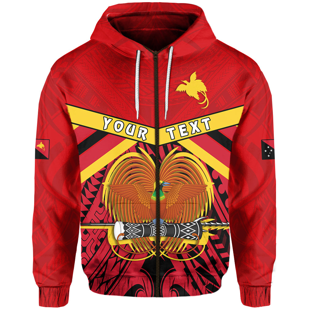 Custom Papua New Guinea Zip Hoodie the One and Only LT13 Unisex Red - Polynesian Pride