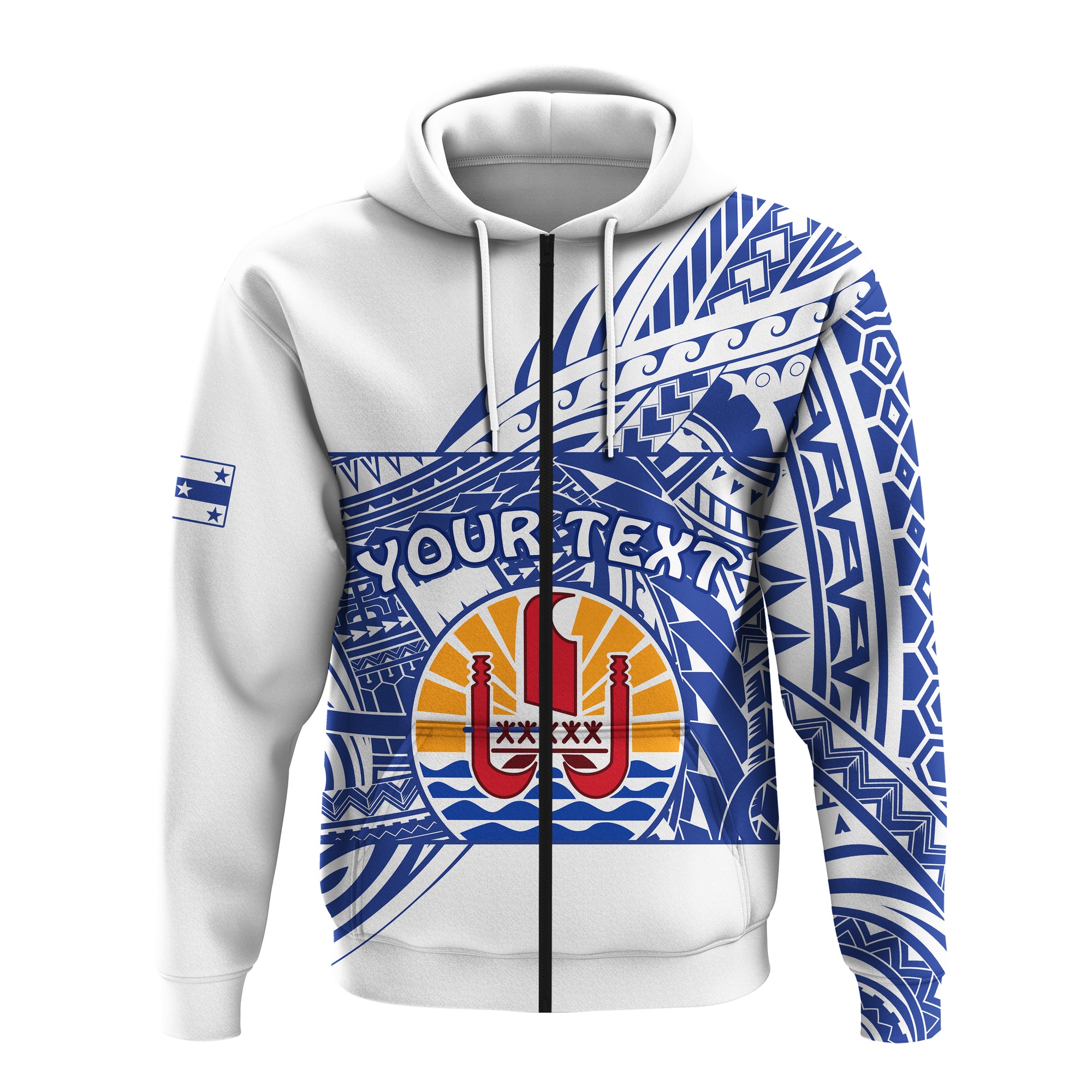 Custom Gambier Islands Zip Hoodie Polynesian Pattern French Polynesia LT13 Unisex White - Polynesian Pride