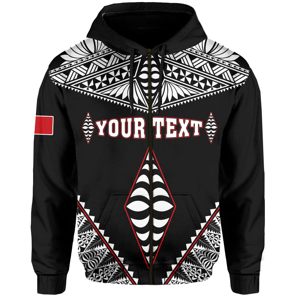 Custom Tonga Zip Hoodie Tongan Kupesi Pattern LT13 Unisex Black - Polynesian Pride