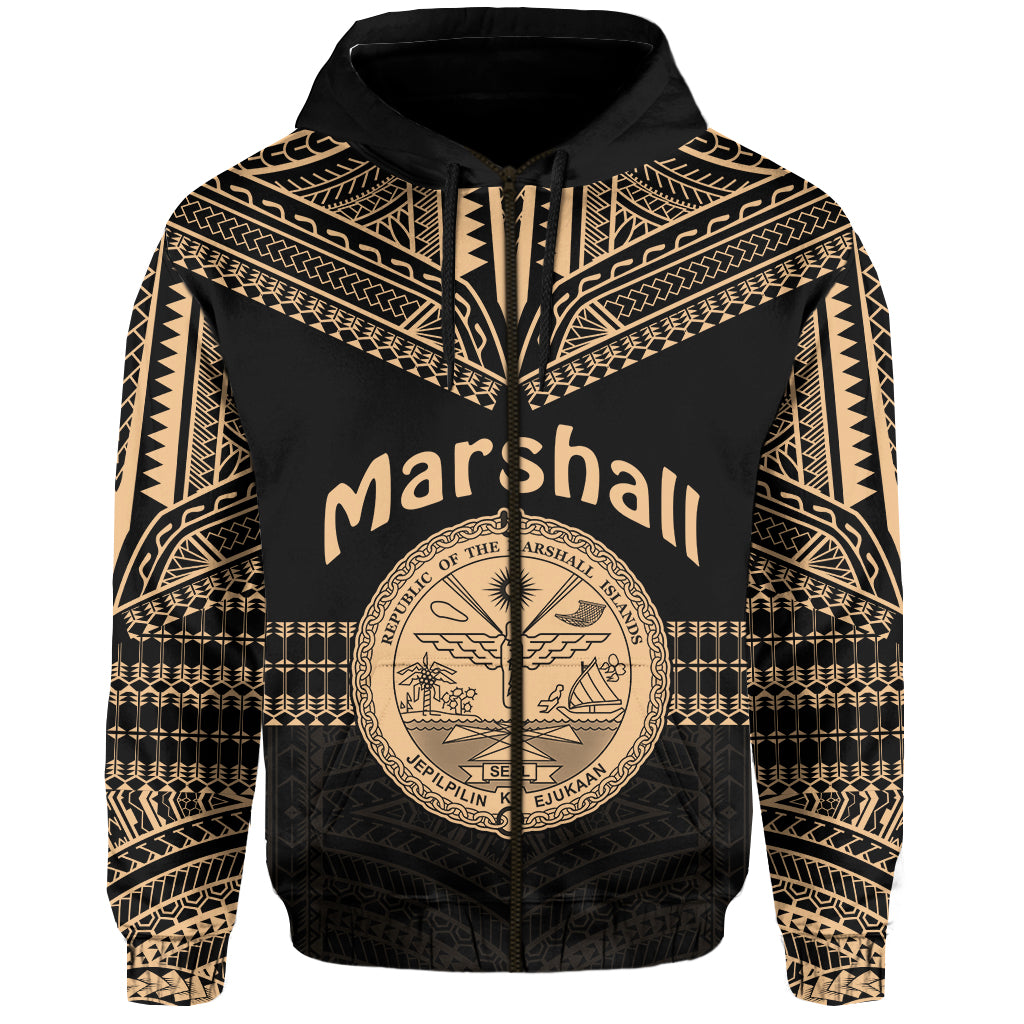 Marshall Islands Zip Hoodie Best Tattoo Version Golden LT13 Unisex Golden - Polynesian Pride