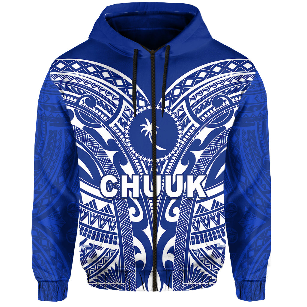 Chuuk Zip Hoodie Micronesia Simple Pattern LT13 Unisex Blue - Polynesian Pride