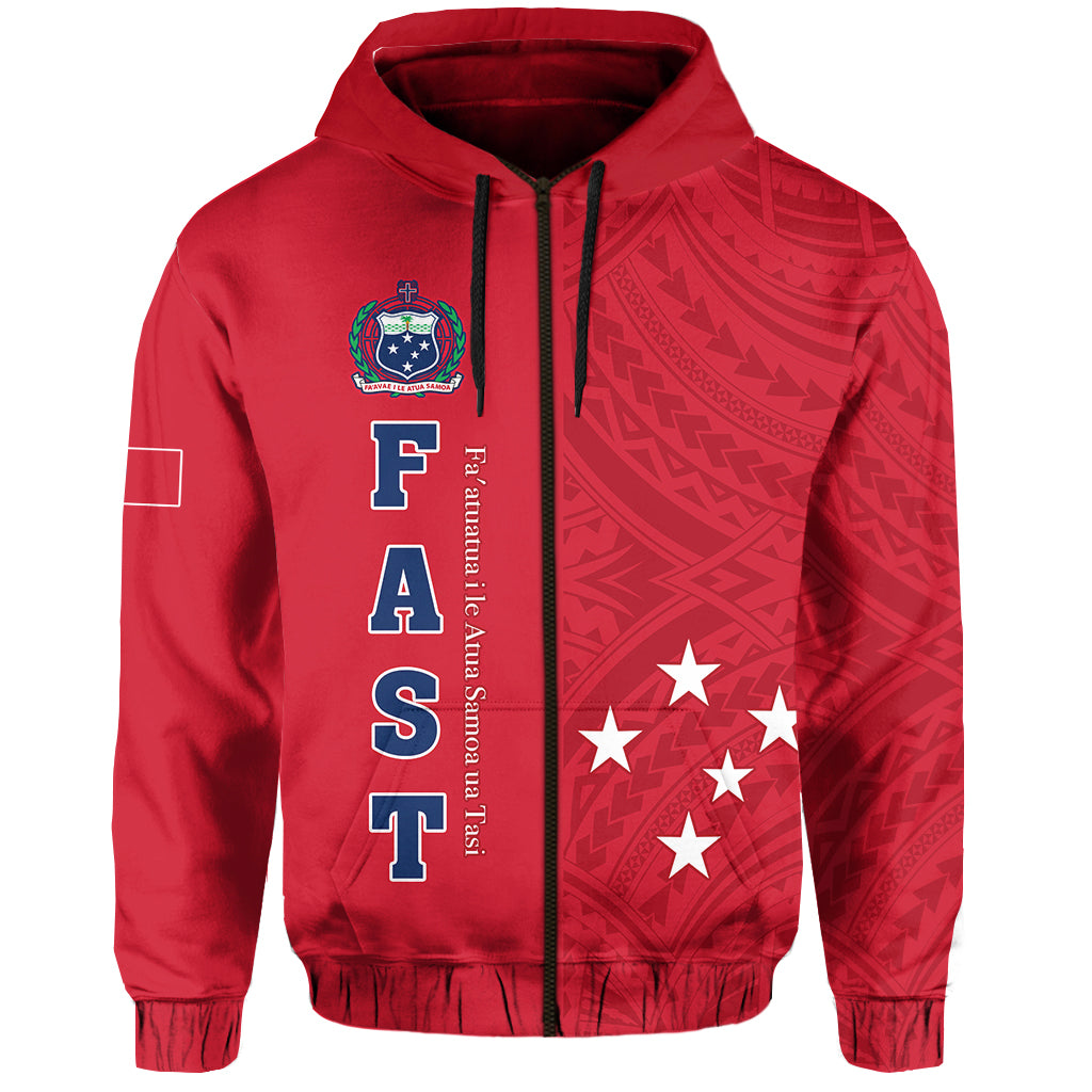 Custom F.A.S.T Samoa Zip Hoodie We Ready Polynesian Samoan LT13 - Polynesian Pride