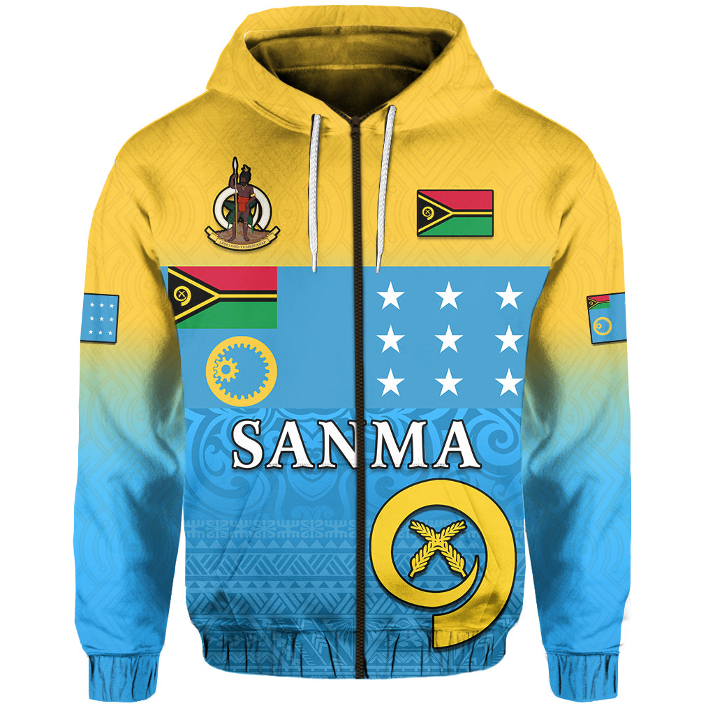 Sanma Province Zip Hoodie Vanuatu Proud LT13 Unisex Blue - Polynesian Pride